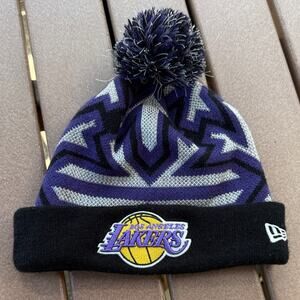 Los Angeles Lakers NBA Glowflake Knit Beanie with Pom Purple Gray